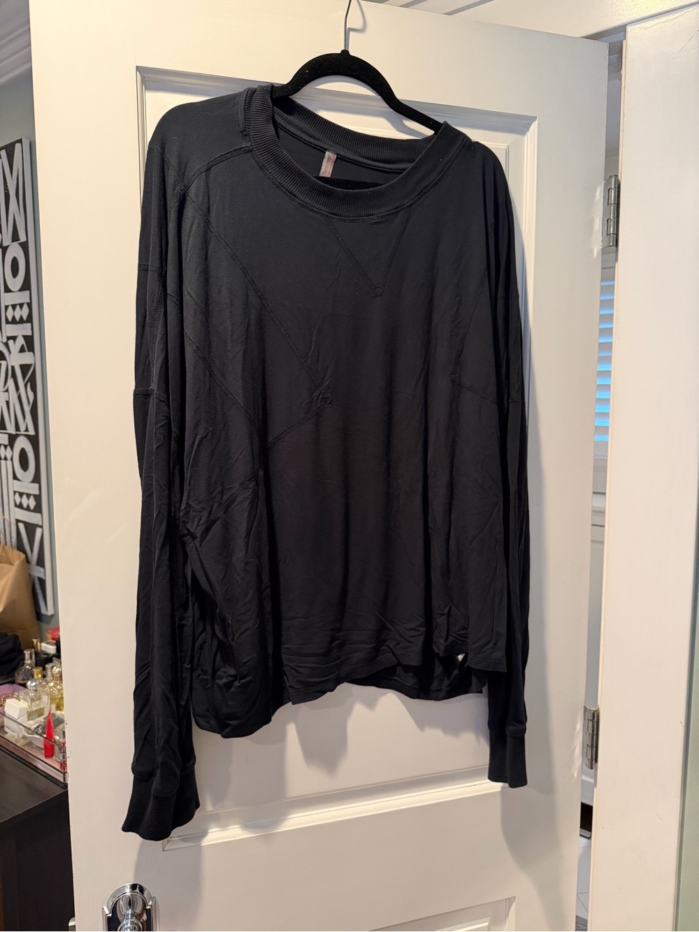 Free People Movement Black Long Sleeve Relaxed Crewneck Tee